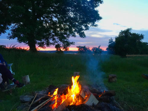 Yoga retreat bonfire